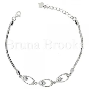 Sterling Silver 03.183.0035.06 Fancy Bracelet, with White Cubic Zirconia, Rhodium Tone