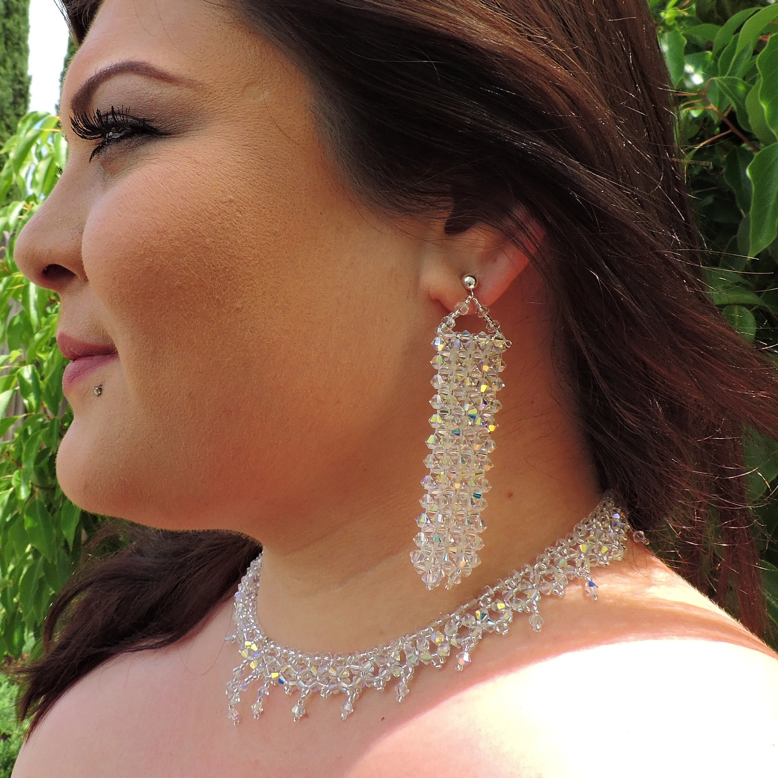 Swarovski Crystal Choker and Dangle Earring Set