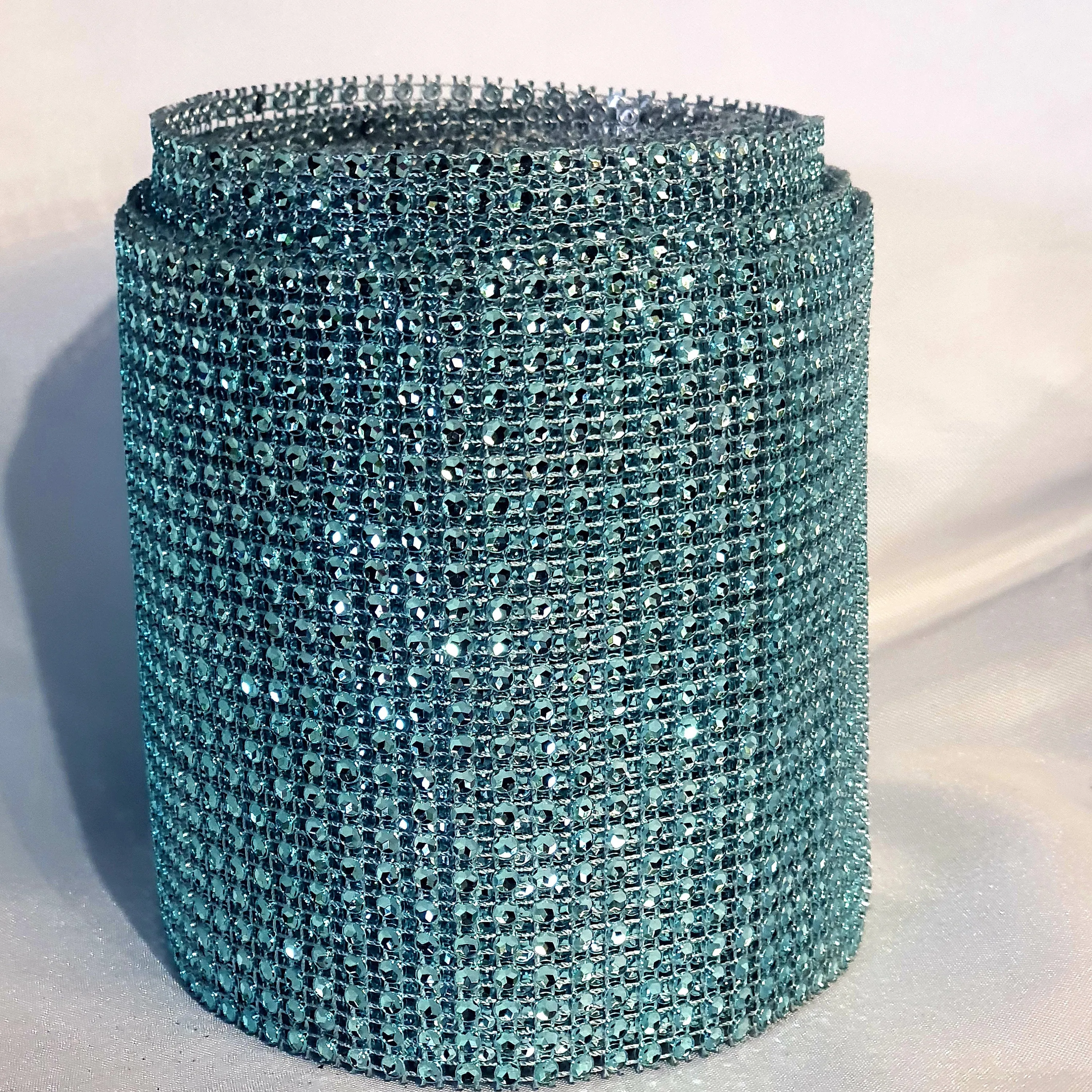 TEAL Rhinestone ribbon, Diamond Mesh, Diamante Bling, Crystal trim 1 METER cake trim. by Crystal wedding uk