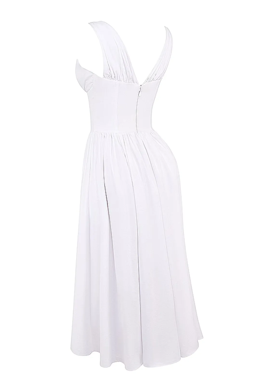 Vestido Midi Liso Modelador Algodão Branco Nobre Modelo Emmelina