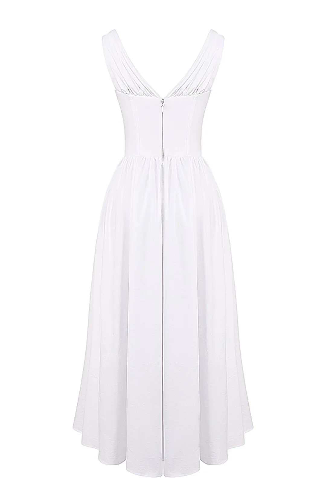 Vestido Midi Liso Modelador Algodão Branco Nobre Modelo Emmelina