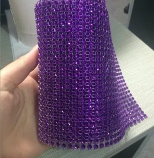 Vibrant purple Rhinestone ribbon, Diamond Mesh, Diamante Bling, Crystal trim 1 METER cake trim. by Crystal wedding uk